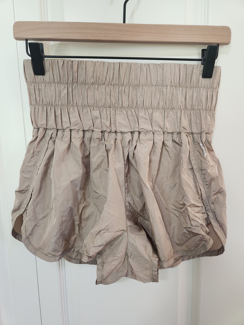 FP Movement by Free People Shimmery Taupe High-Waist Athletic Bubble Shorts